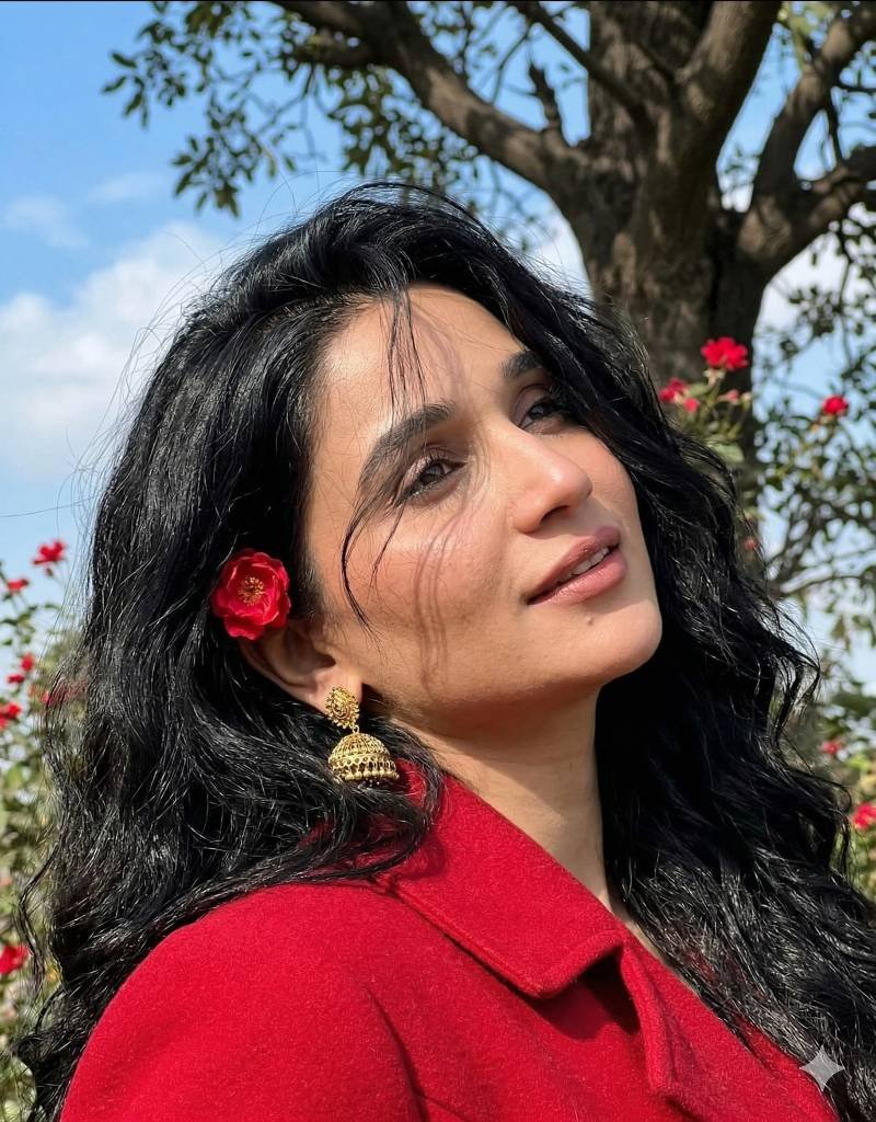 Woman at garden medium closeup